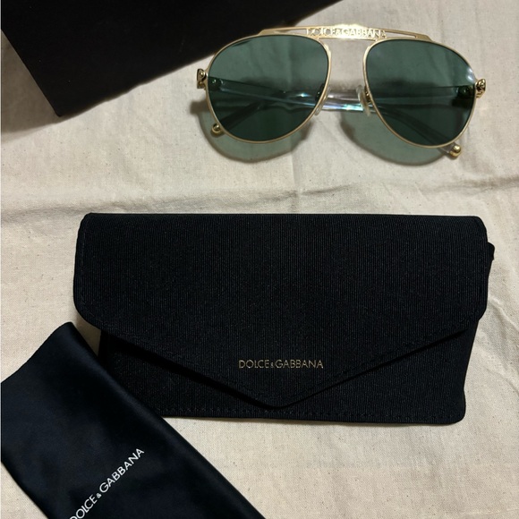 Dolce & Gabbana Gold and Green Sunglasses - Picture 1 of 4